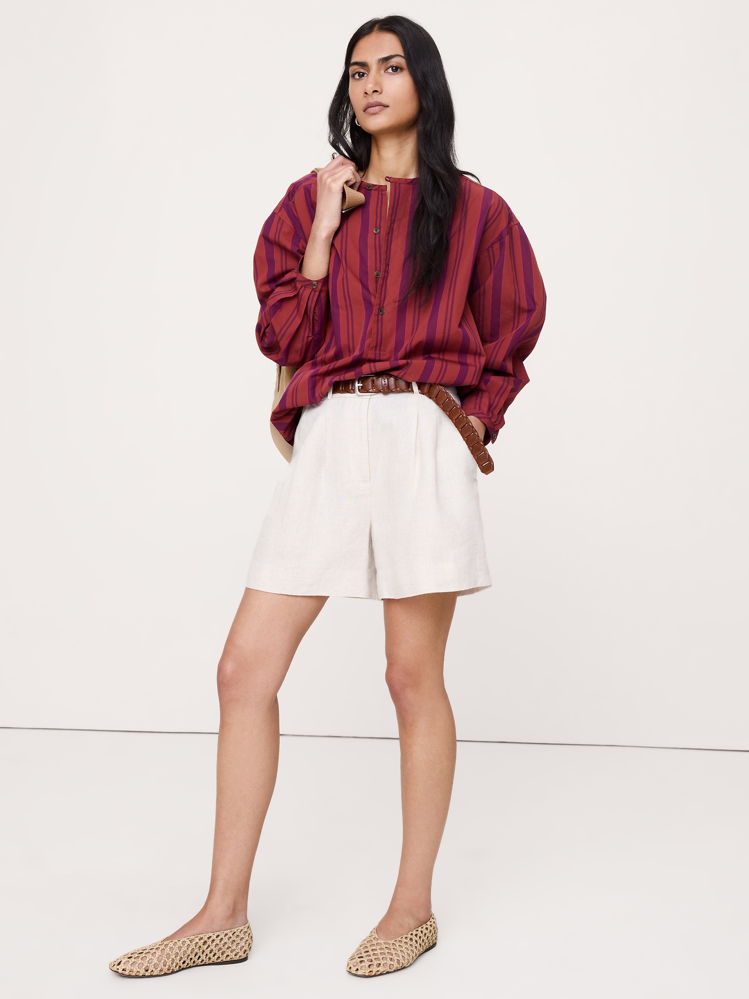 Image number 3 showing, Cotton Poplin Collarless Tunic