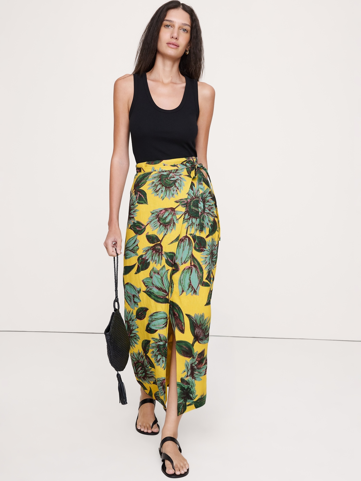 Image number 1 showing, Linen Wrap Maxi Skirt