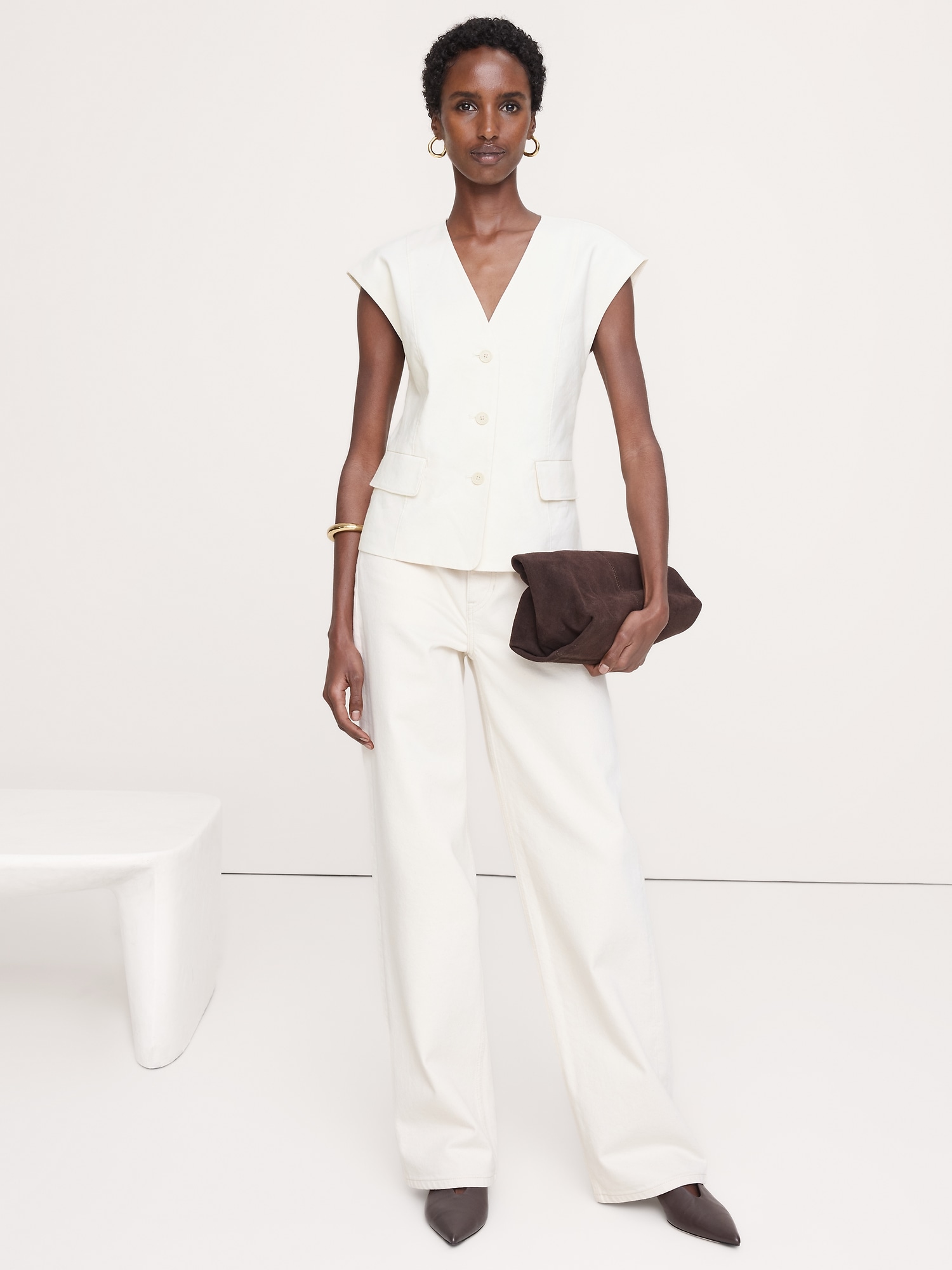 Image number 1 showing, Stretch Linen-Viscose Vest