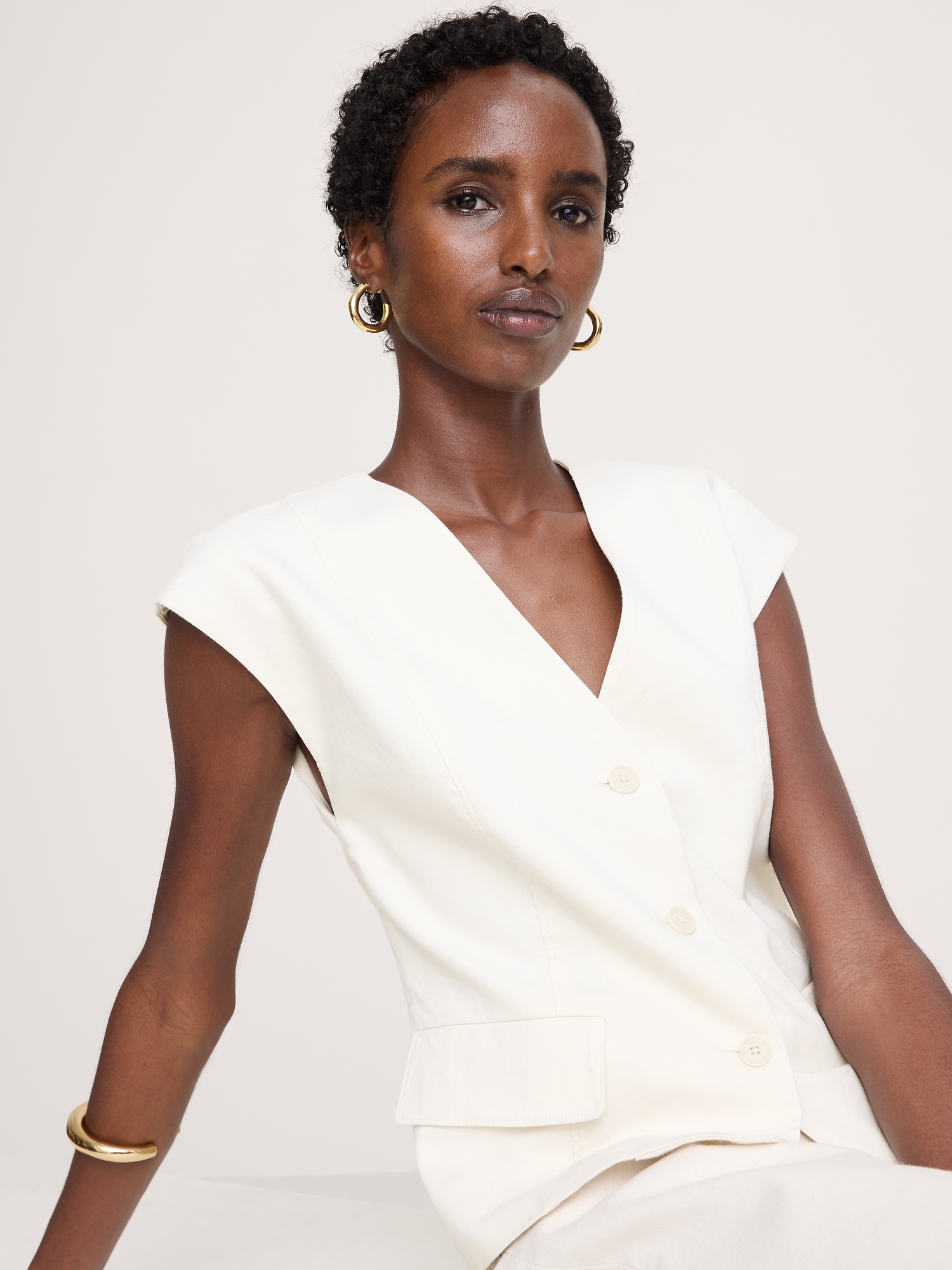 Image number 7 showing, Stretch Linen-Viscose Vest