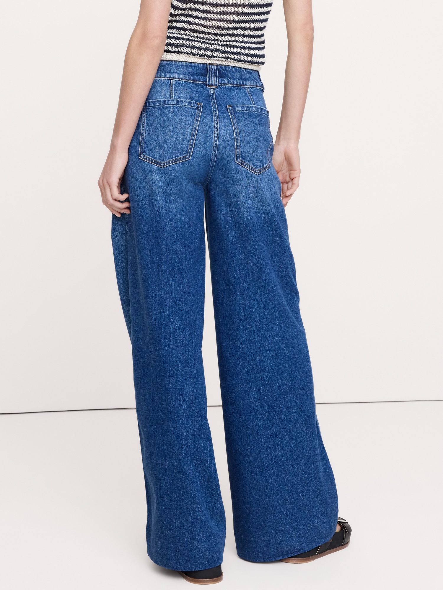 Женские джинсы Banana Republic Mid-Rise Palazzo Jean, цвет: Средняя варка — фото 2