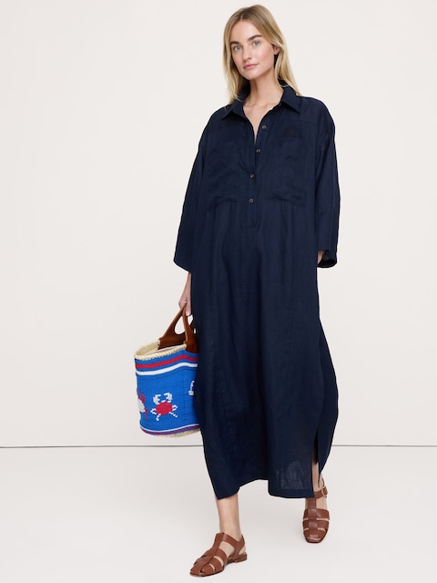 Linen Popover Shirt Dress