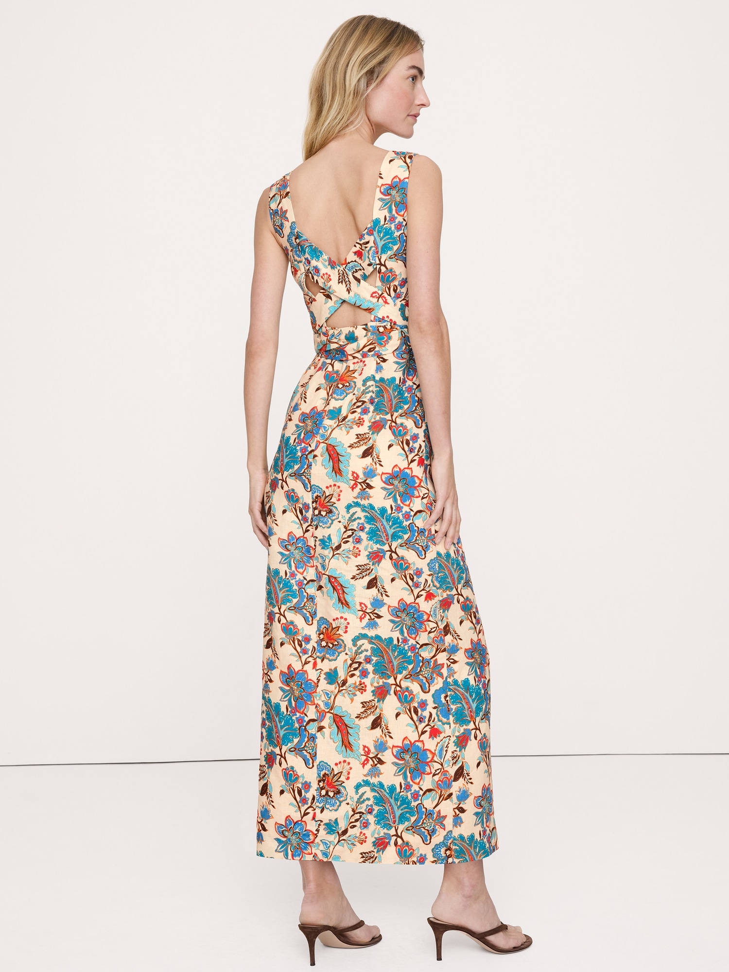 Image number 3 showing, Linen Crossback Maxi Dress