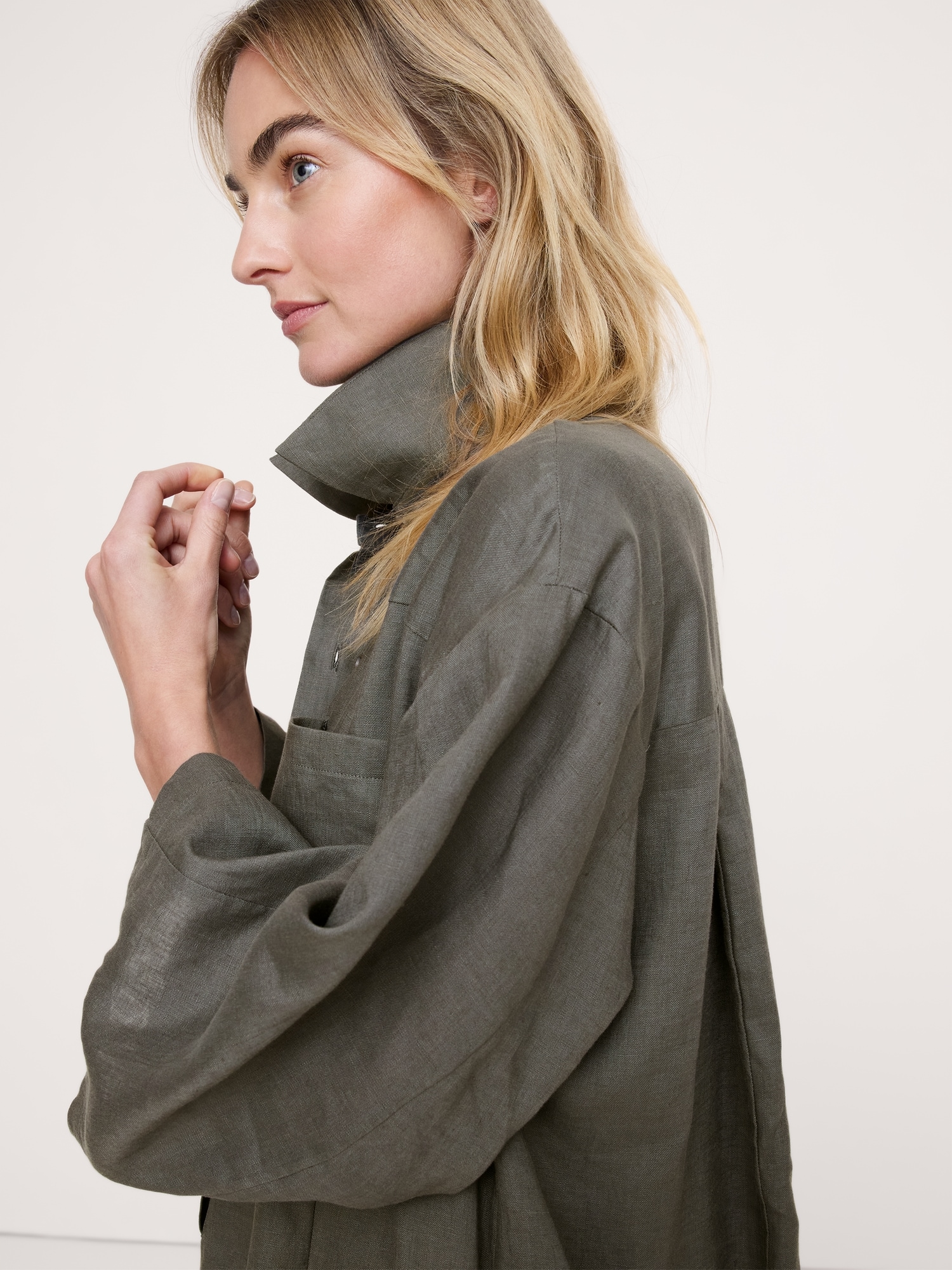 Image number 3 showing, Linen Popover Shirt Dress