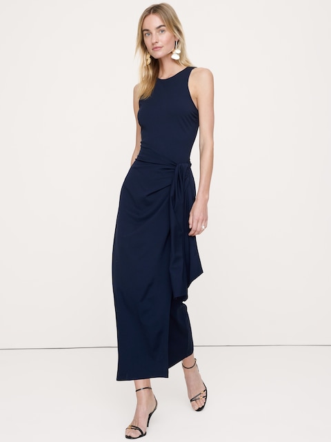 Knit Wrap Midi Dress
