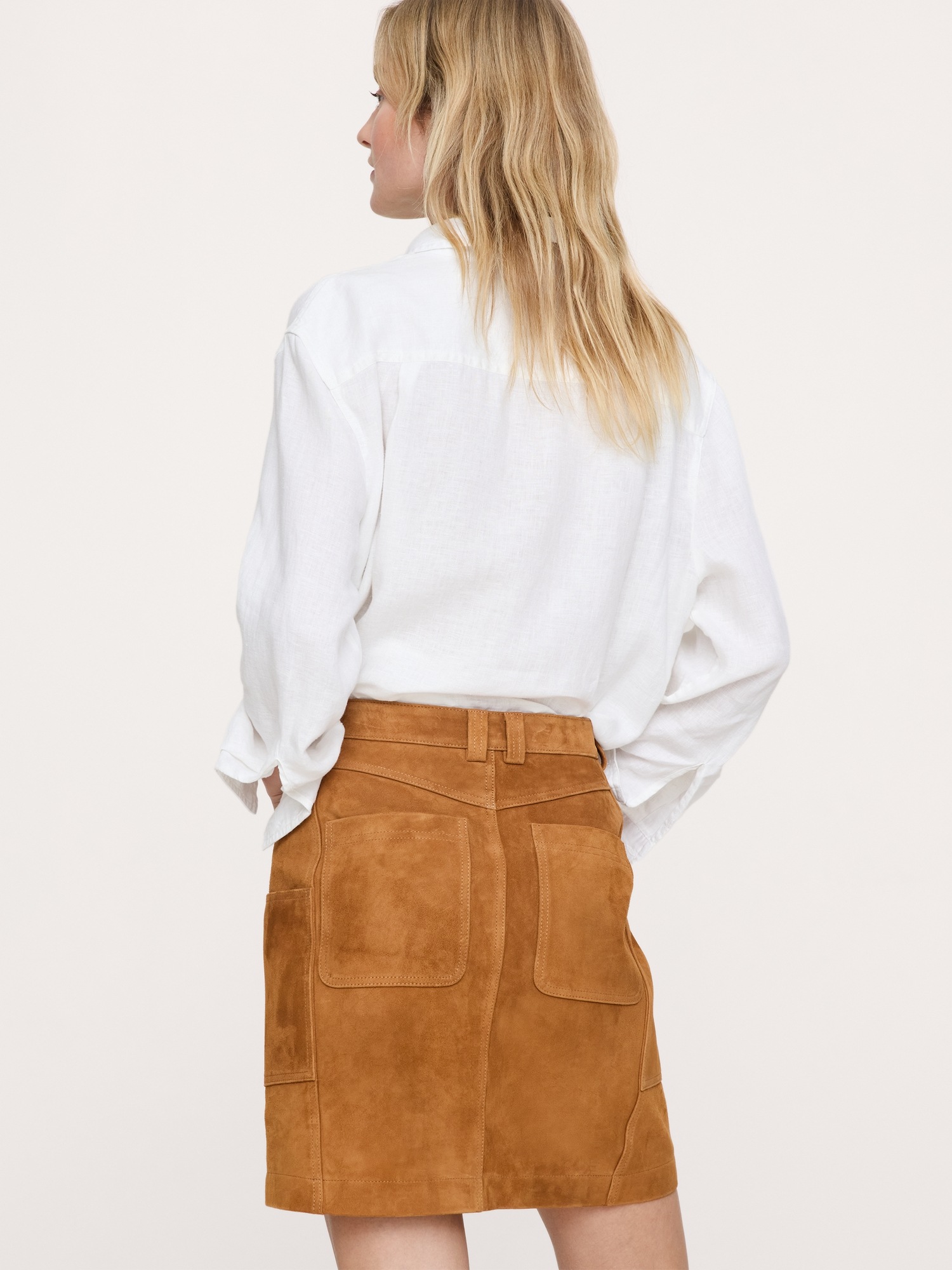 Женская юбка Banana Republic Paneled Suede Mini, цвет: Рыжевато-коричневый — фото 2