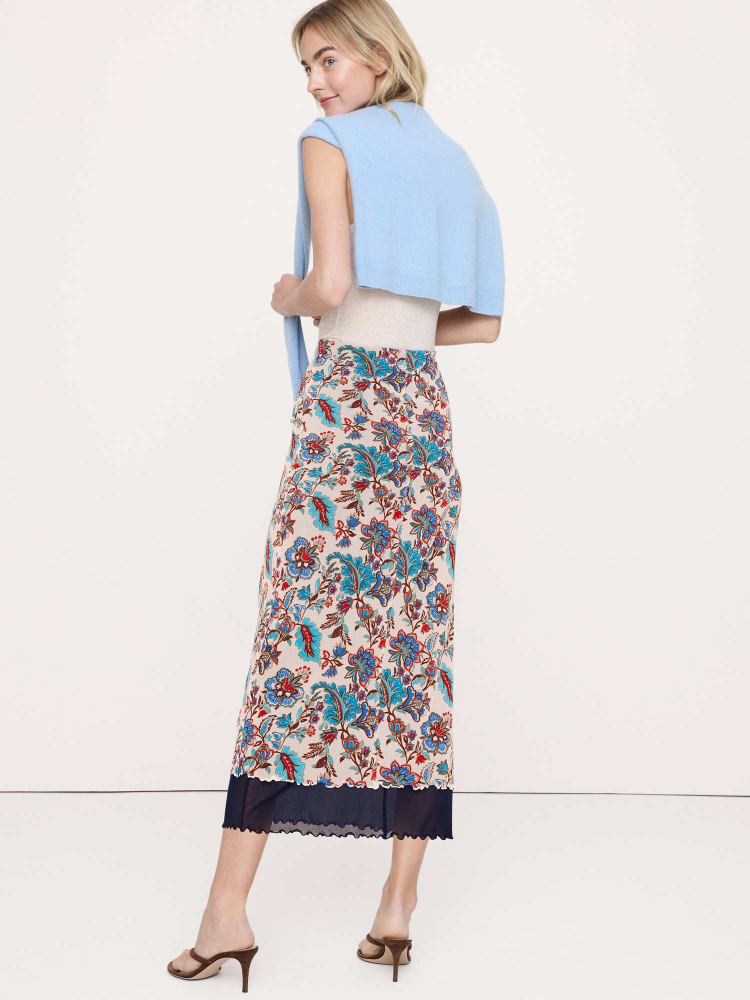 Женская юбка Banana Republic Mesh Midi, цвет: Синий — фото 2