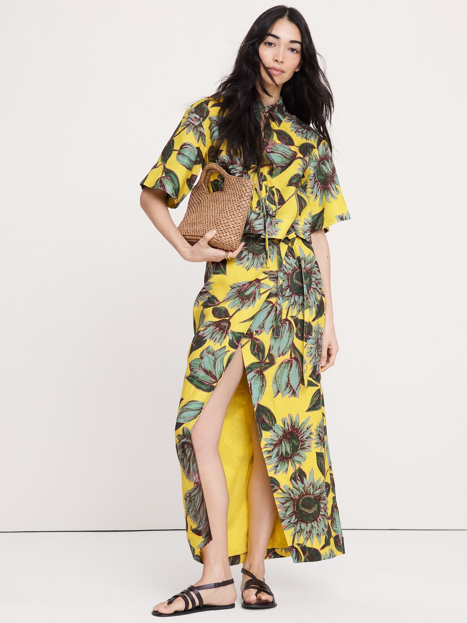 Image number 2 showing, Linen Wrap Maxi Skirt