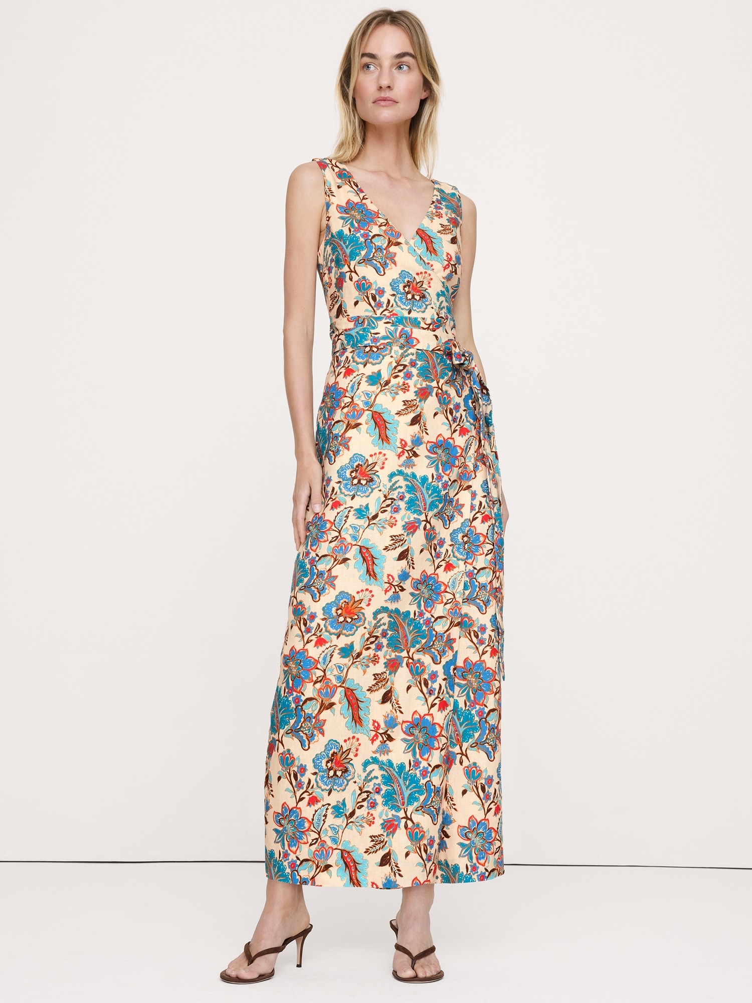 Image number 1 showing, Linen Crossback Maxi Dress