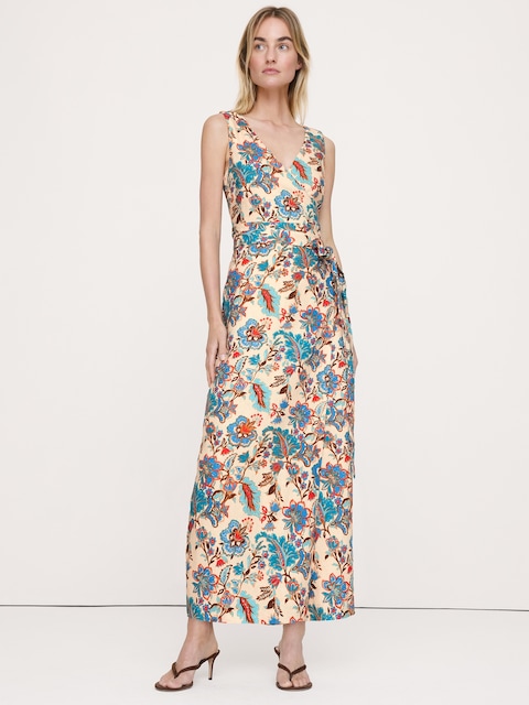 Linen Crossback Maxi Dress