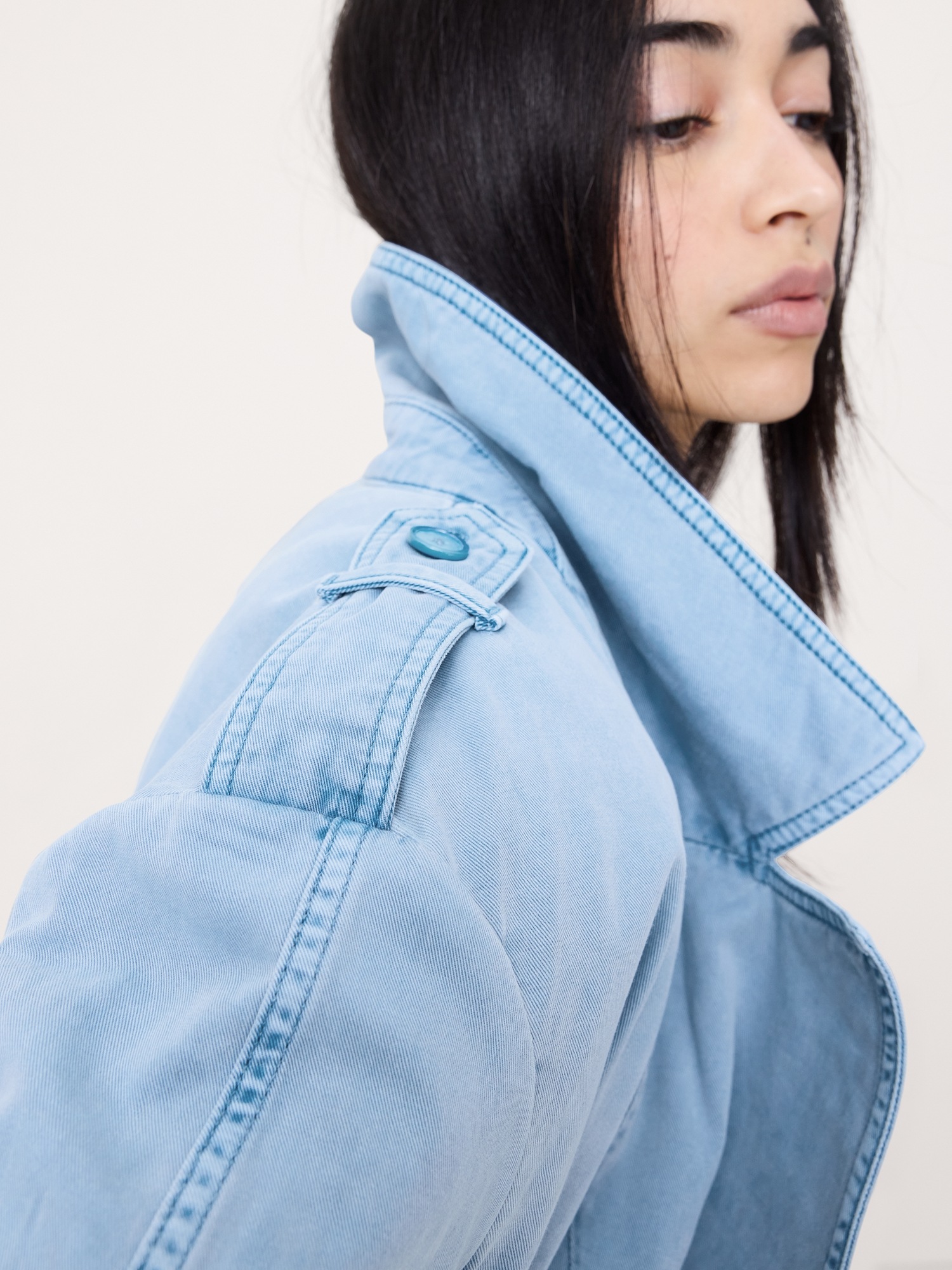 Женское пальто Banana Republic Cotton Twill Peacoat, цвет: Синий — фото 2