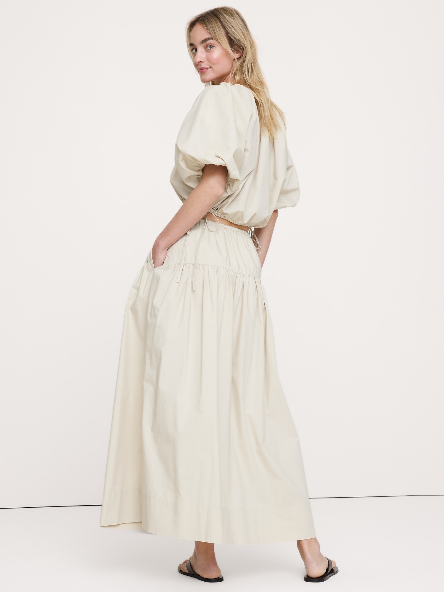 Image number 3 showing, Tiered Cotton Poplin Maxi Skirt