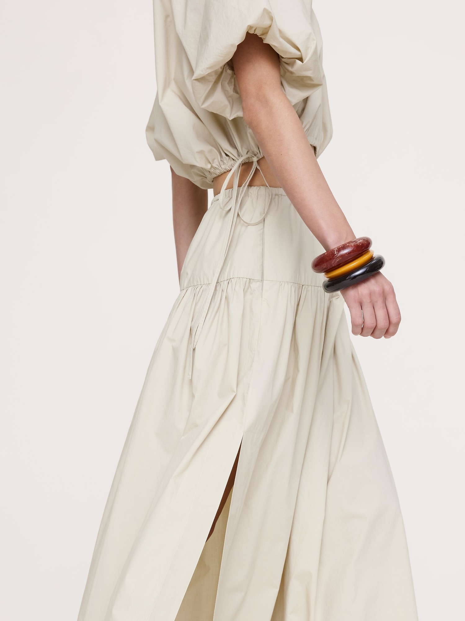 Image number 4 showing, Tiered Cotton Poplin Maxi Skirt