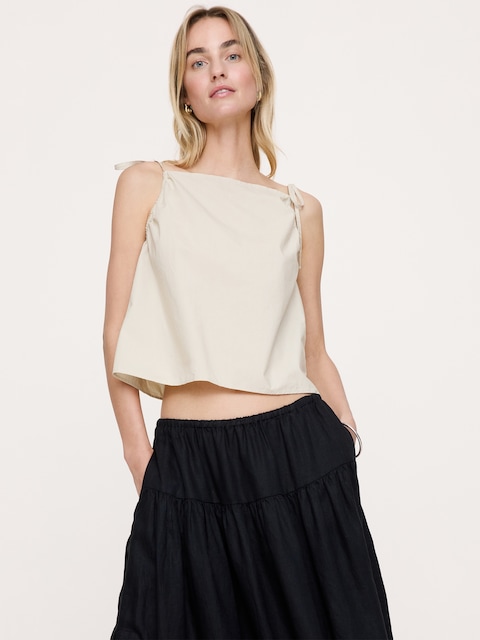 Cotton Poplin Tie-Strap Tank