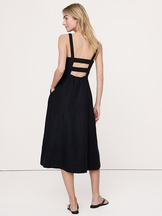 Linen Square-Neck Midi Dress | Banana Republic Linen Square-Neck Midi Dress | Banana Republic