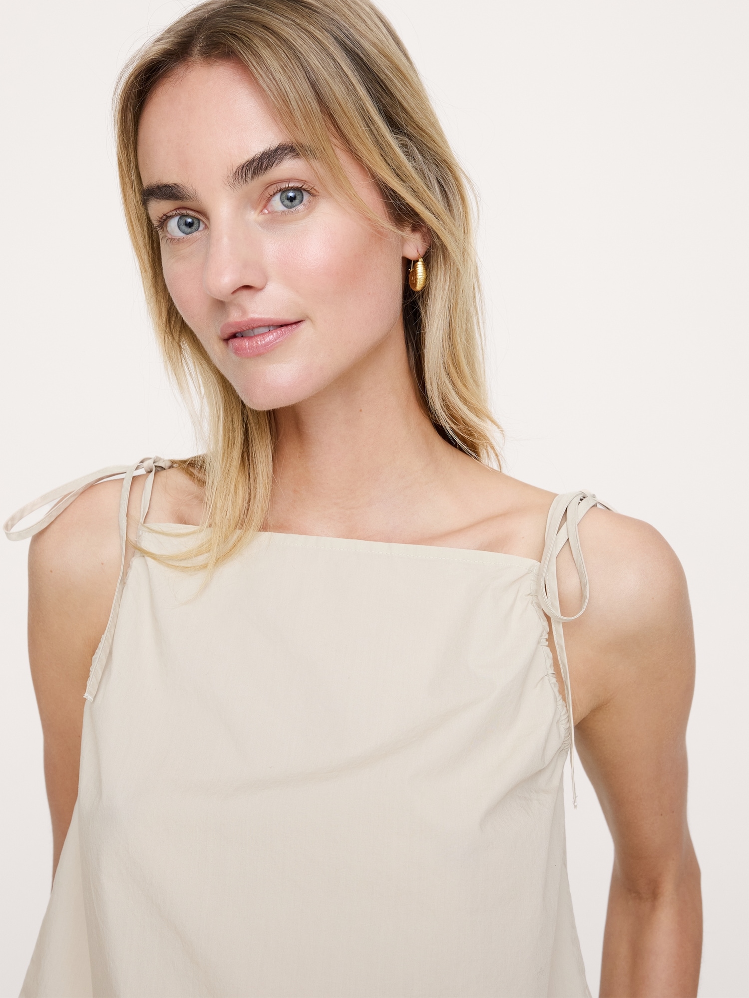 Image number 3 showing, Cotton Poplin Tie-Strap Tank