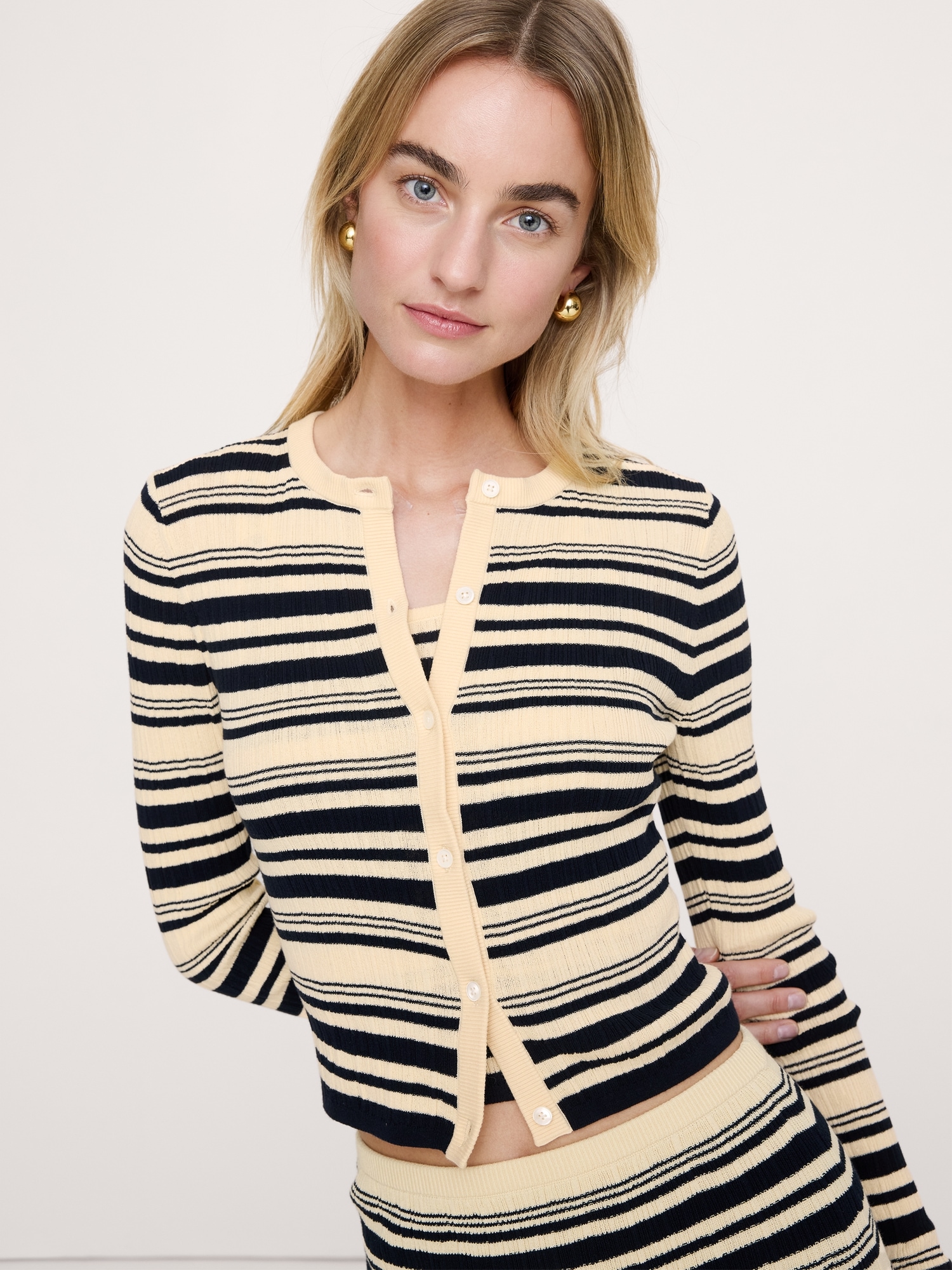 Image number 3 showing, Crinkle Knit Cropped Cardigan