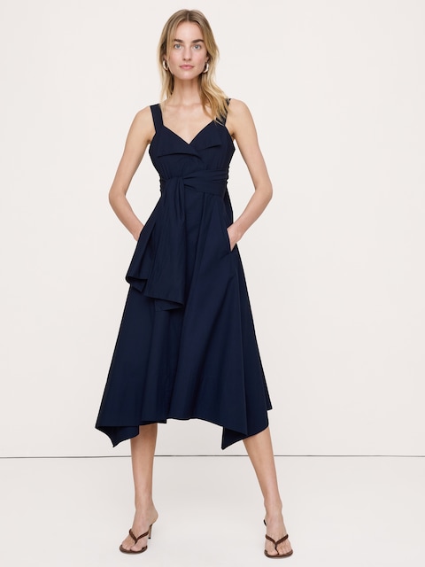 Cotton Poplin Wrap Shirt Dress