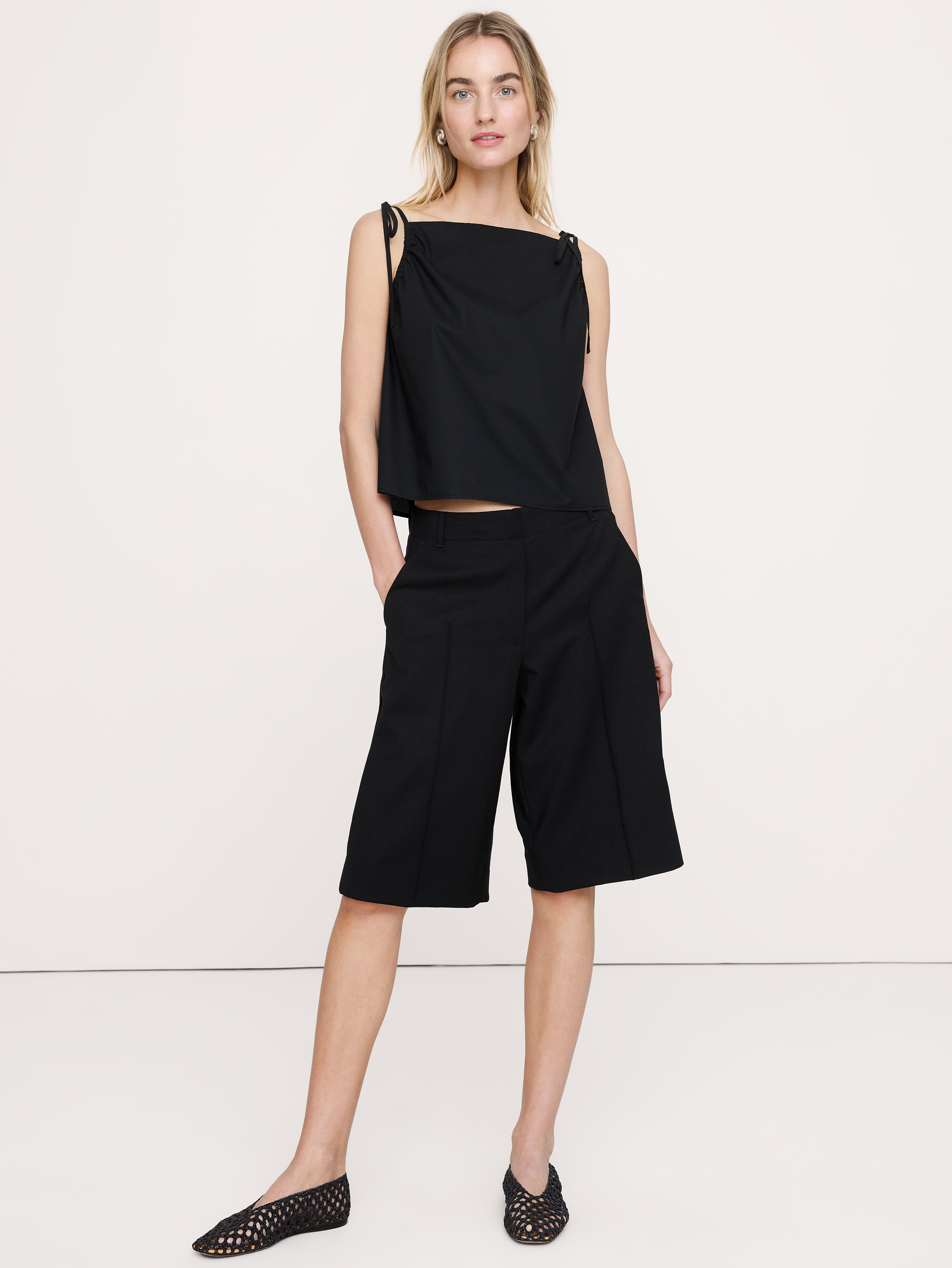 Cotton Poplin Tie-Strap Tank