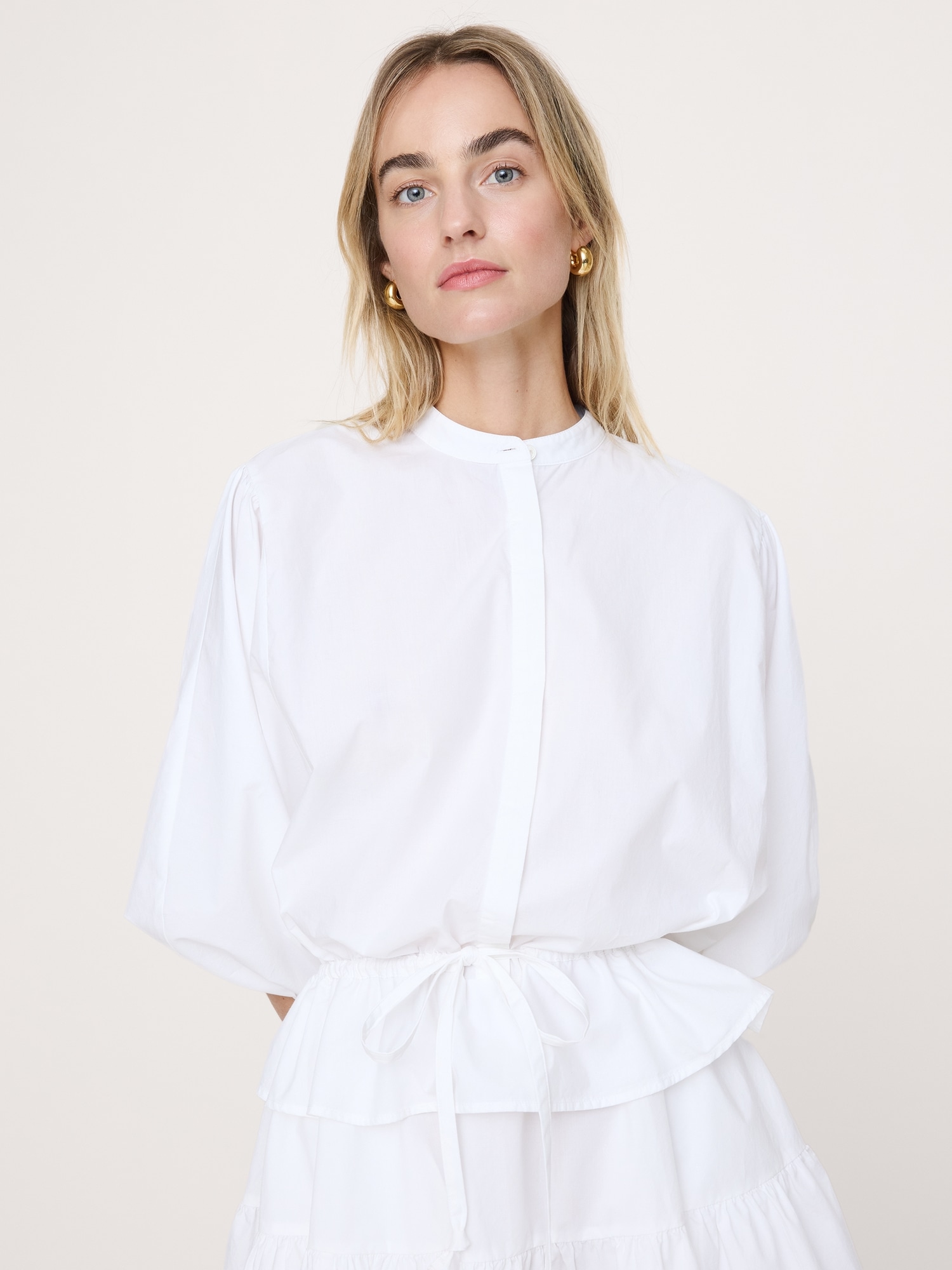 Image number 8 showing, Cotton Poplin Drawstring-Waist Mini Dress