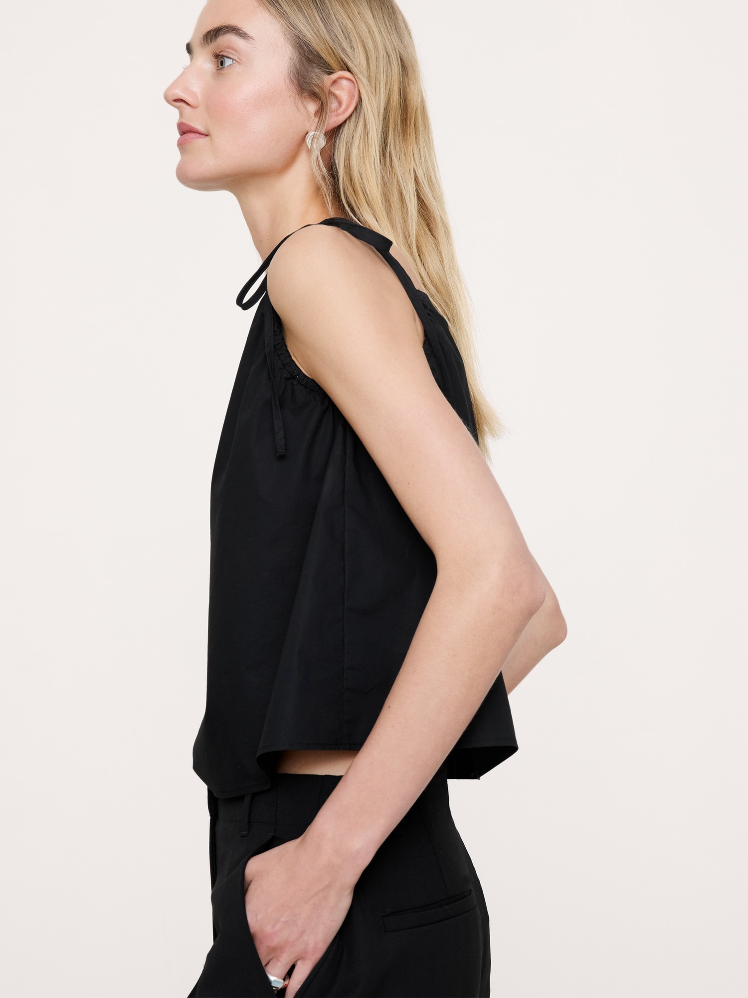 Image number 6 showing, Cotton Poplin Tie-Strap Tank