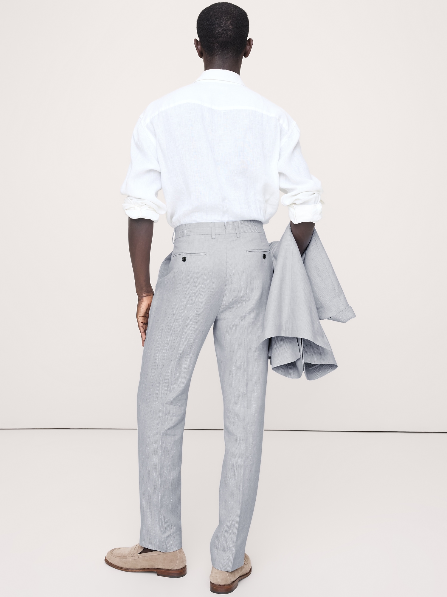 Image number 3 showing, Tailored Slim-Fit Herringbone Linen-Merino Suit Pant