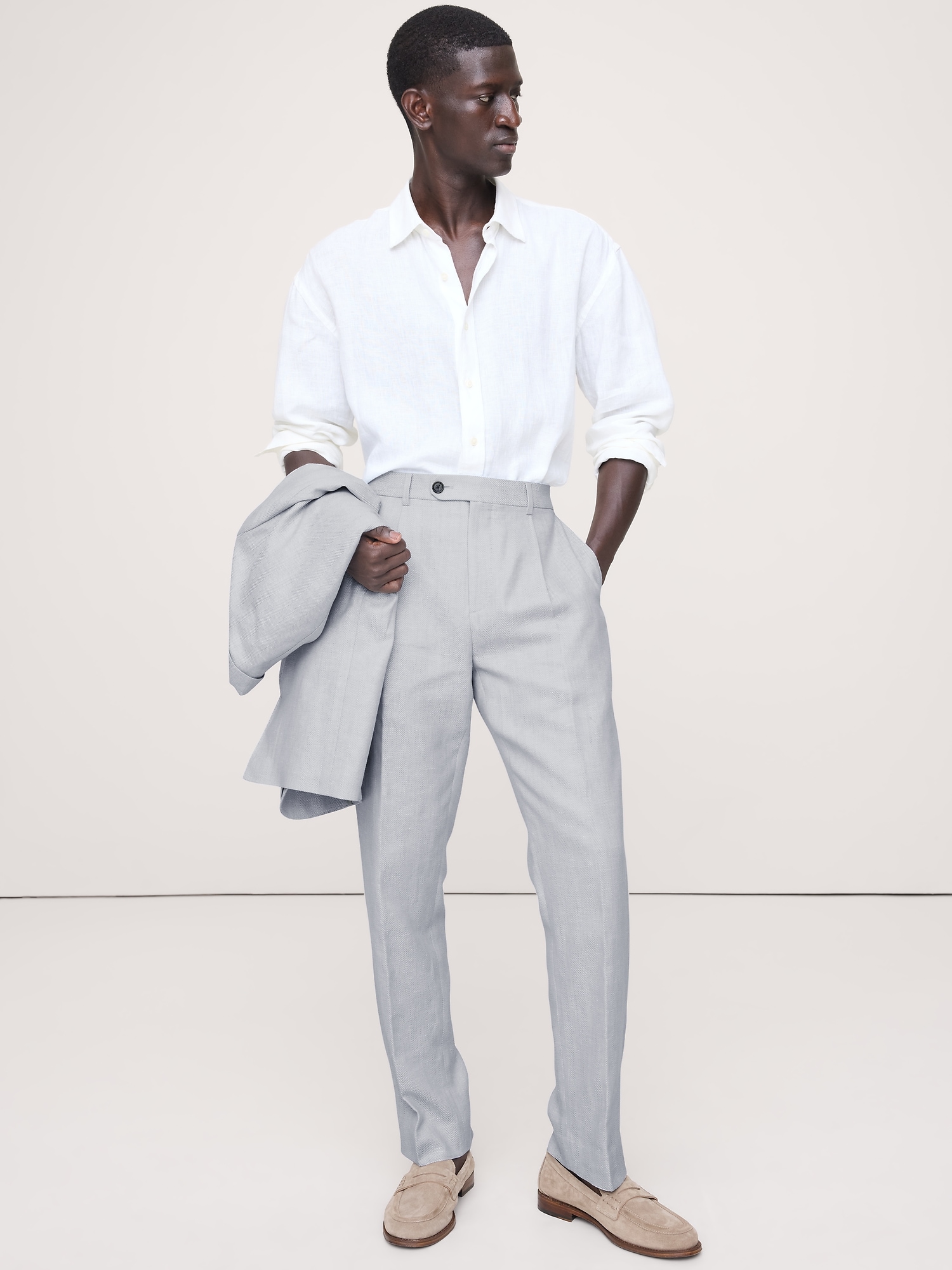 Tailored Slim-Fit Herringbone Linen-Merino Suit Pant from Banana Republic - $150
