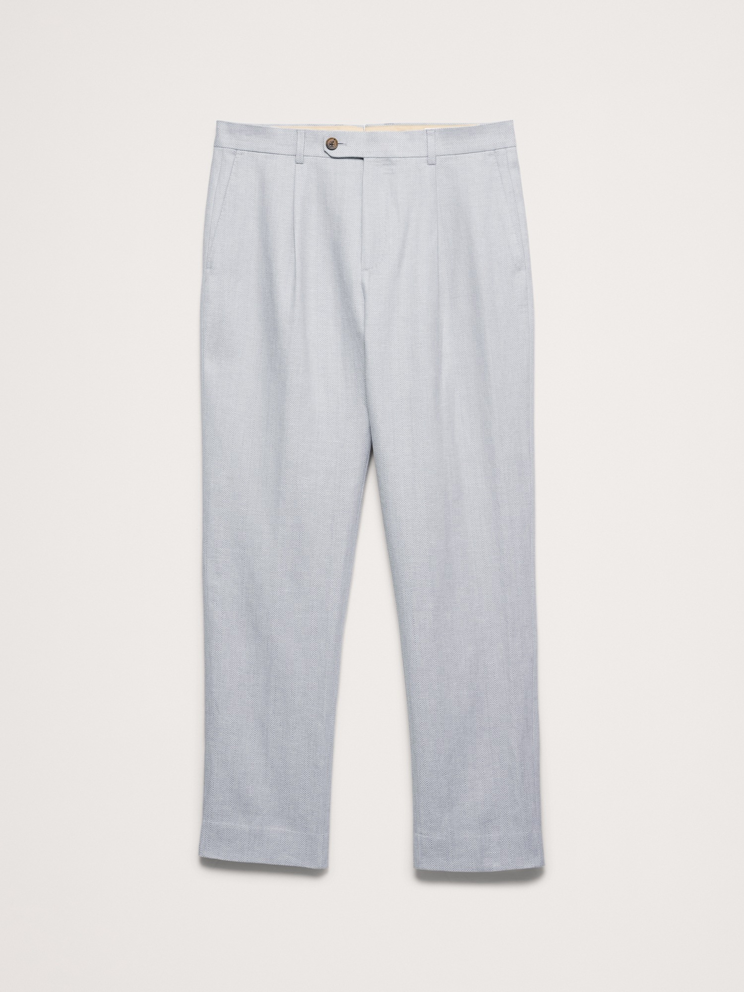 Мужские брюки Banana Republic Tailored Slim-Fit Herringbone Linen-Merino Suit Pant, цвет: Светлый синий — фото 4
