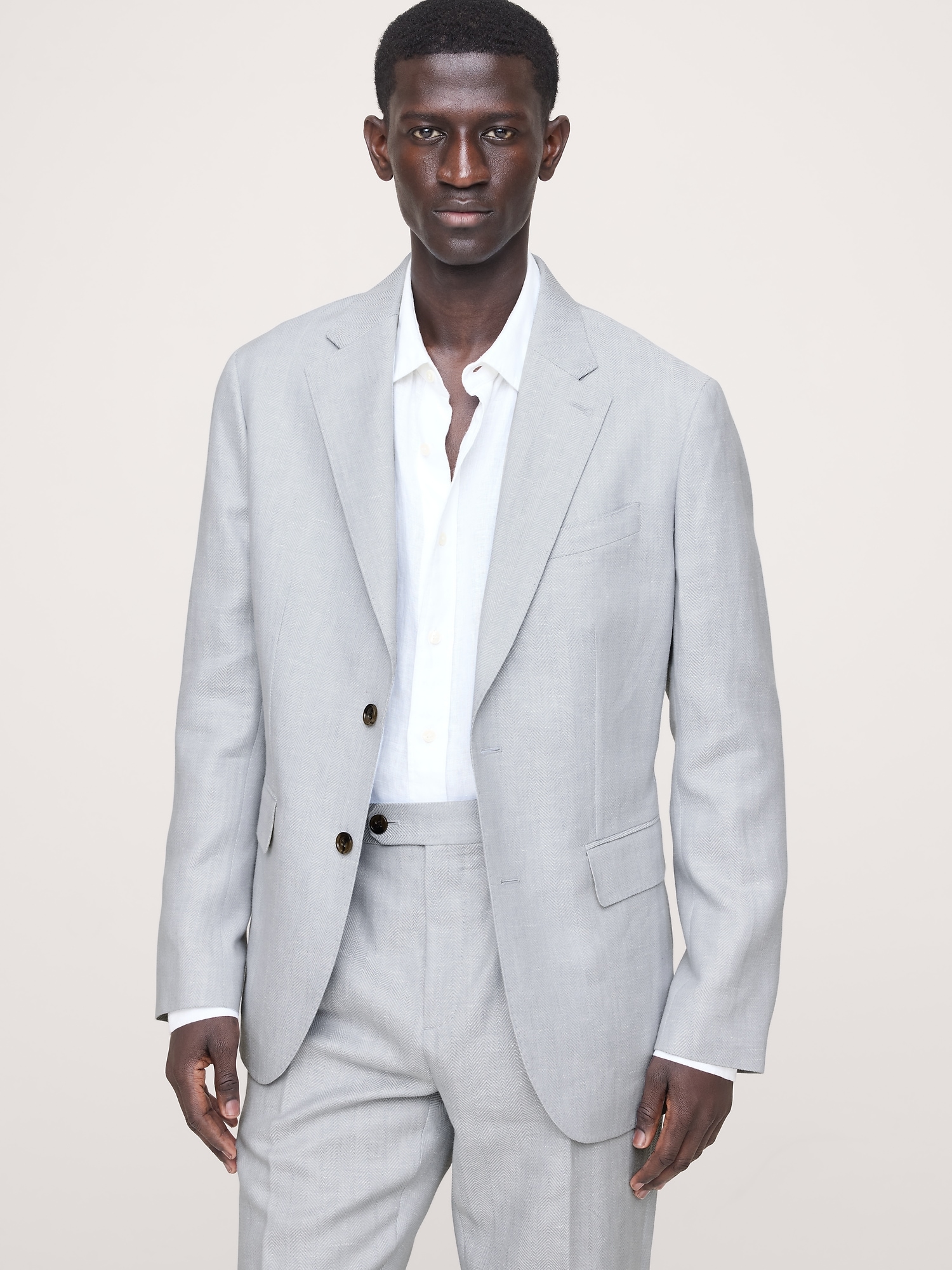 Image number 1 showing, Tailored Slim-Fit Herringbone Linen-Merino Suit Jacket