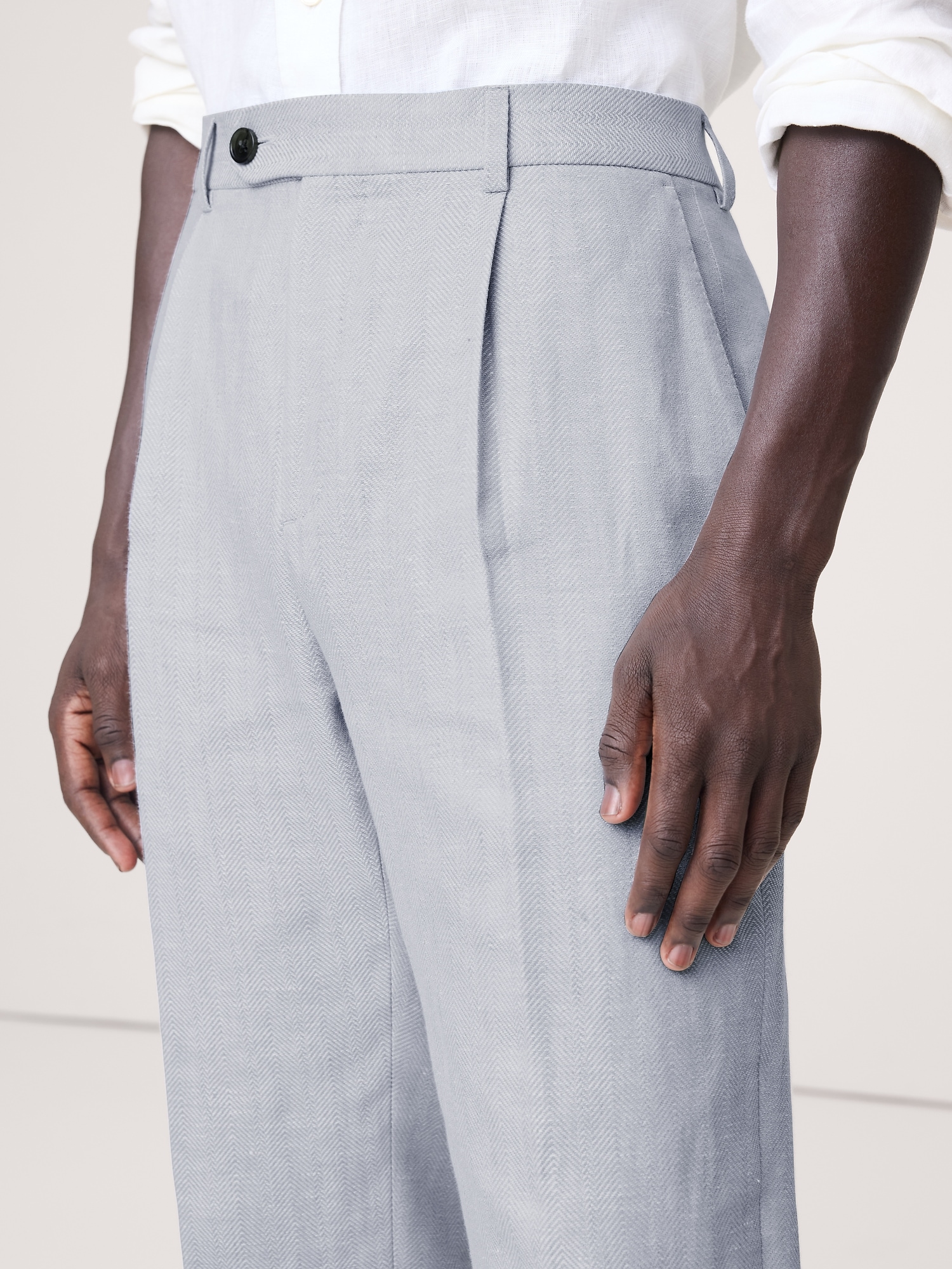 Image number 4 showing, Tailored Slim-Fit Herringbone Linen-Merino Suit Pant