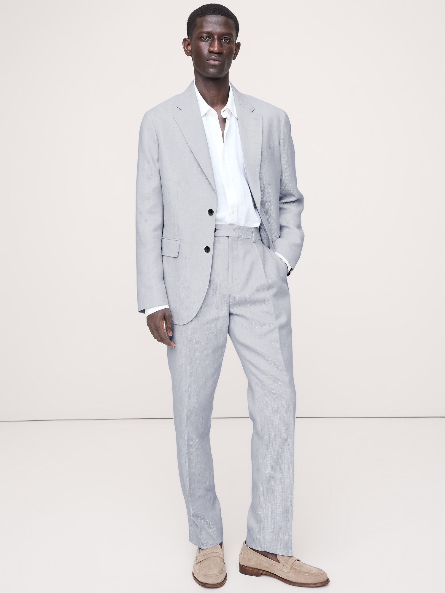 Image number 6 showing, Tailored Slim-Fit Herringbone Linen-Merino Suit Pant
