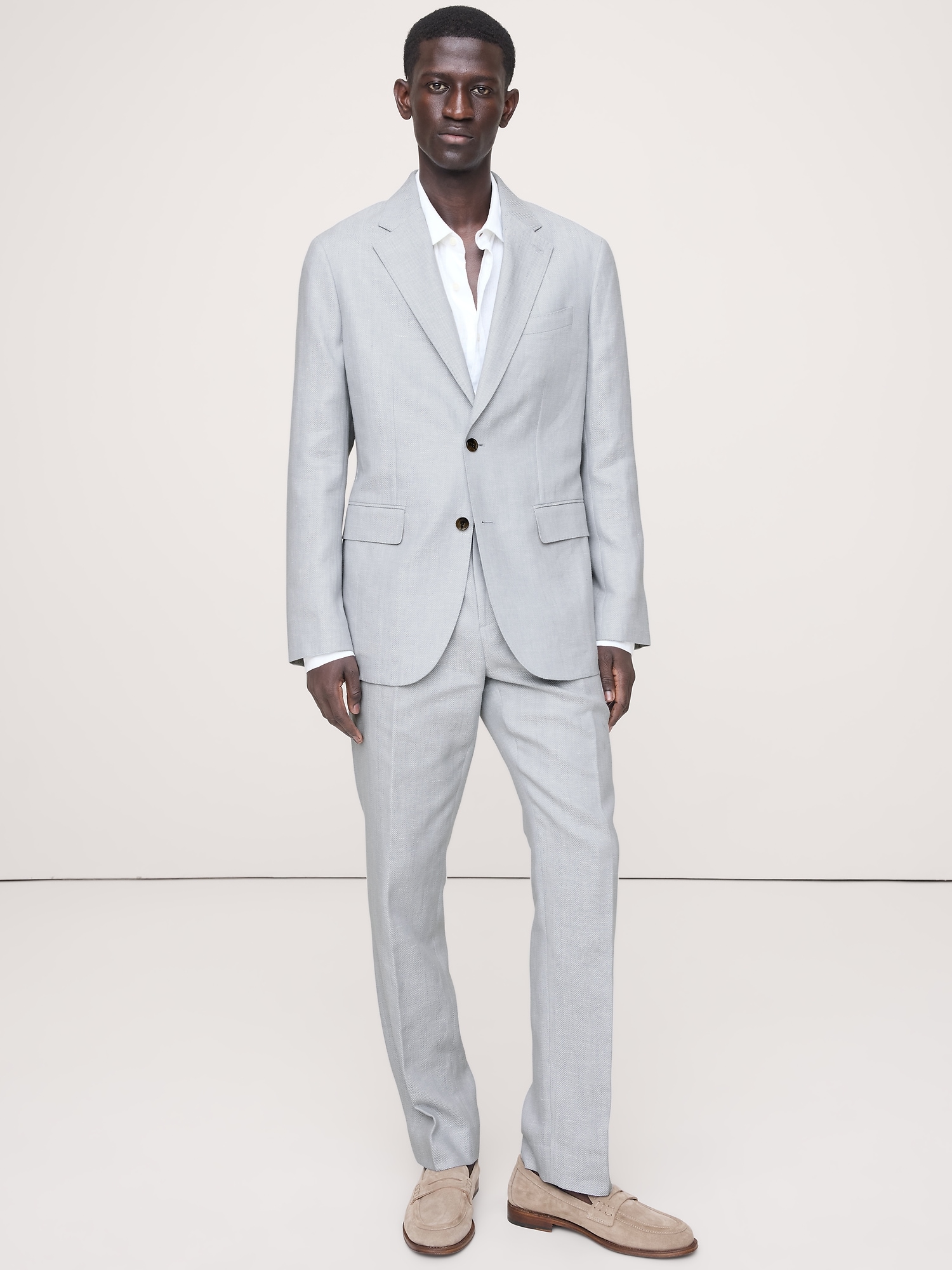 Image number 6 showing, Tailored Slim-Fit Herringbone Linen-Merino Suit Jacket
