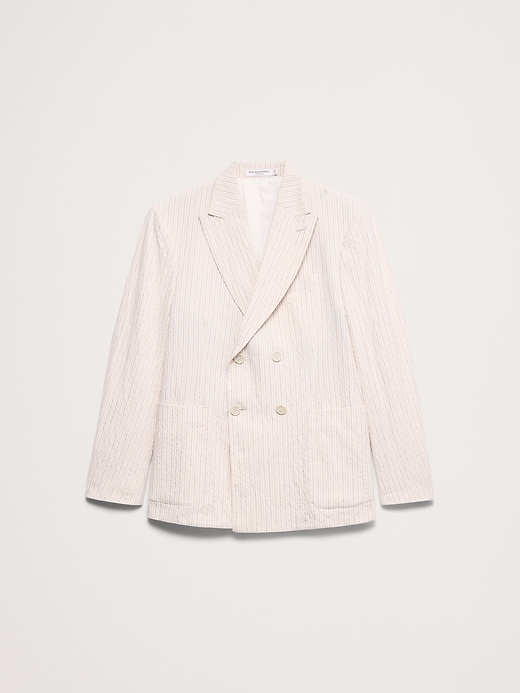 ジャケット・アウター PC BELLE EPOQUE LINEN DOUBLE COAT Double-Breasted Italian Cotton-Linen Seersucker Suit Jacket