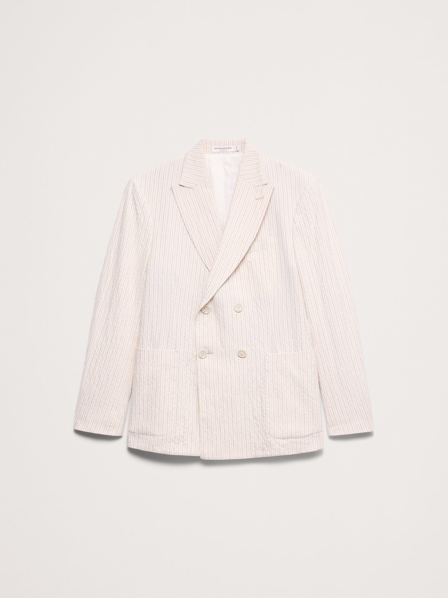 Image number 5 showing, Double-Breasted Italian Cotton-Linen Seersucker Suit Jacket