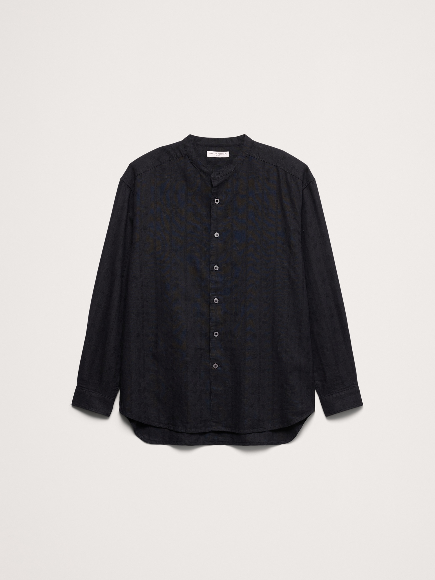 Image number 5 showing, Relaxed-Fit Cotton-Linen Banded-Collar Shirt