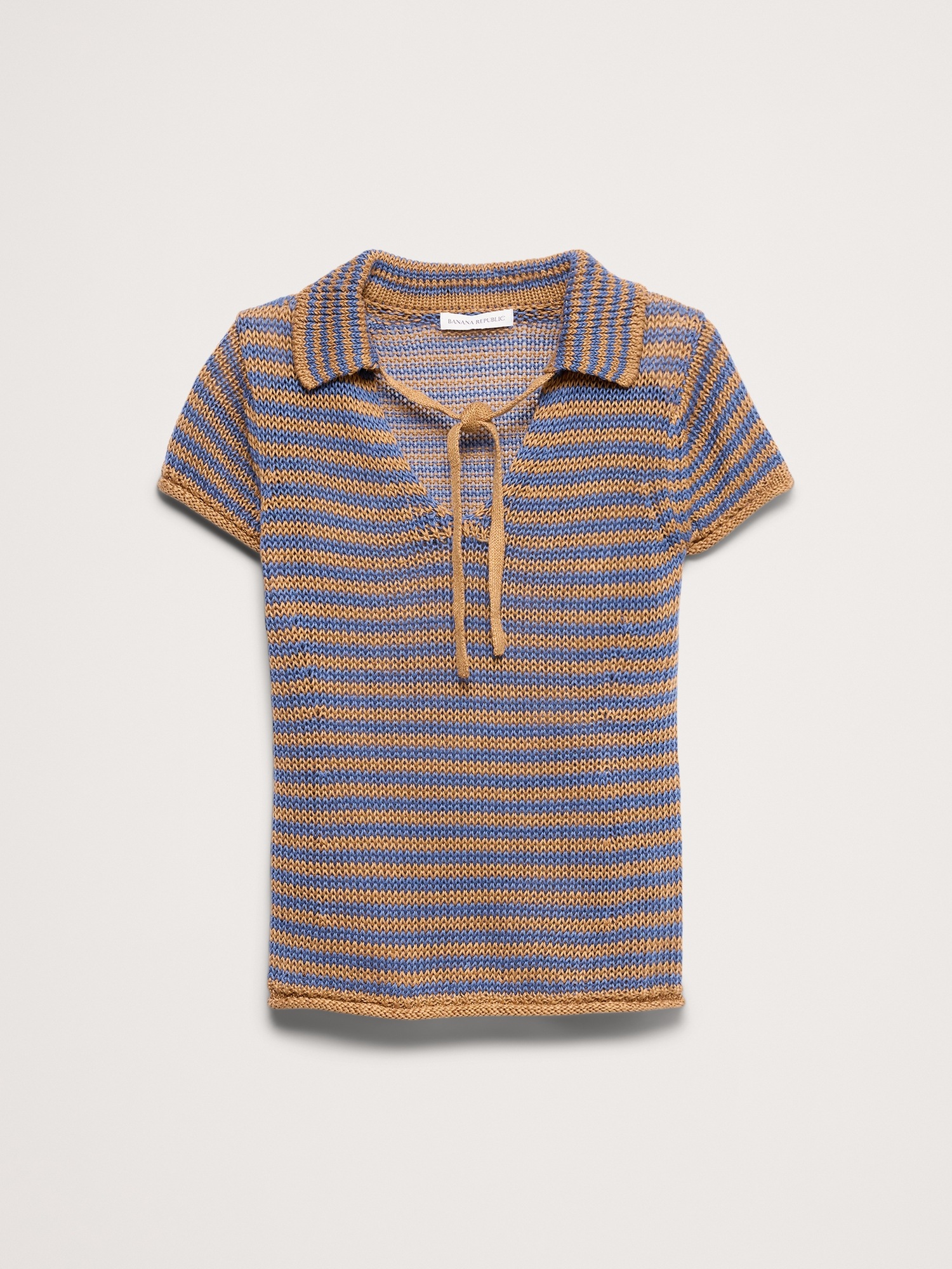 Image number 4 showing, Heirloom Linen Tie-Neck Polo
