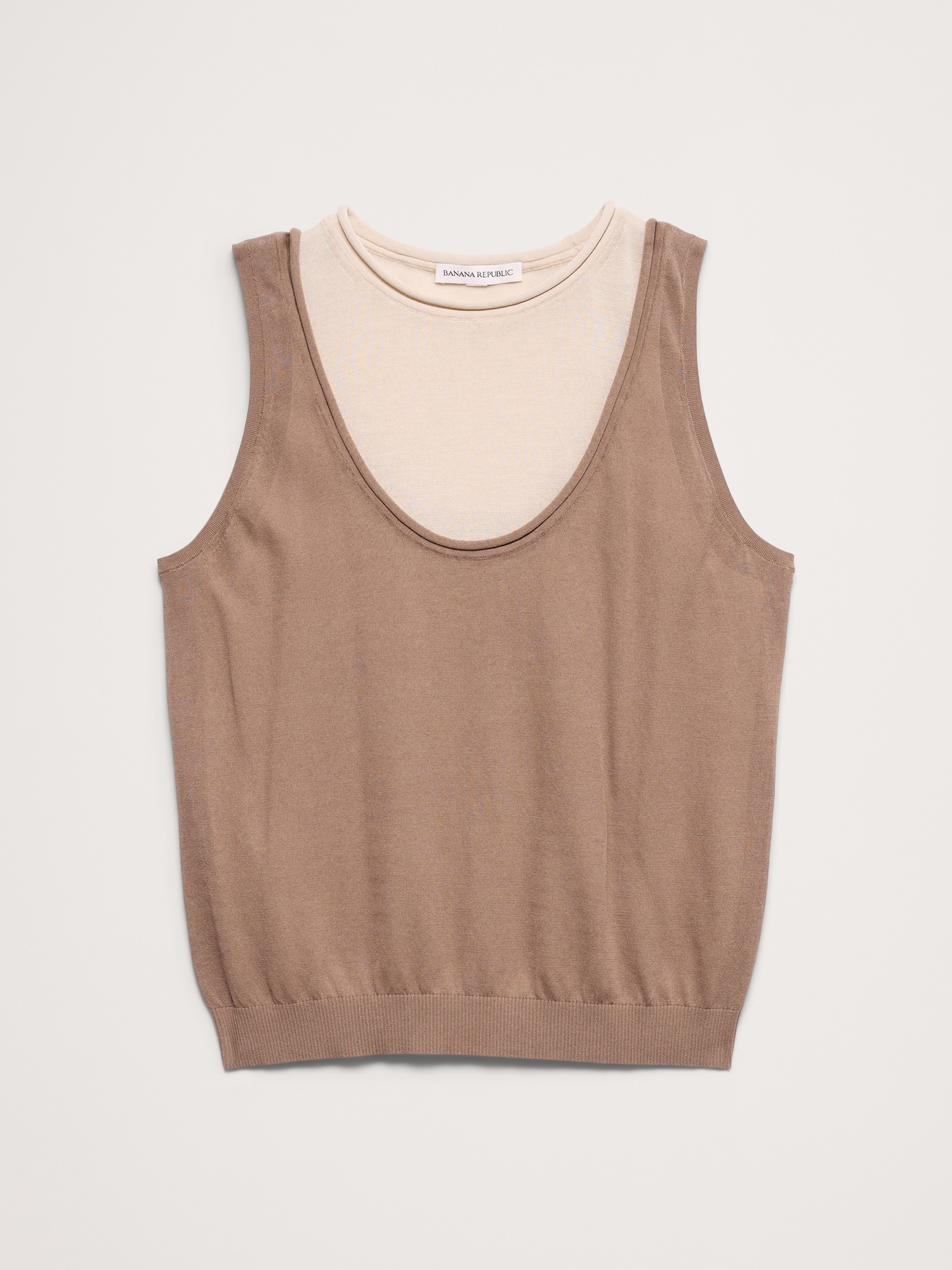 Image number 4 showing, Sheer Ultra-Fine Cotton Layered Tank