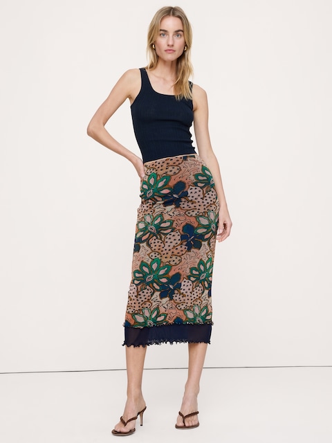 Mesh Midi Skirt