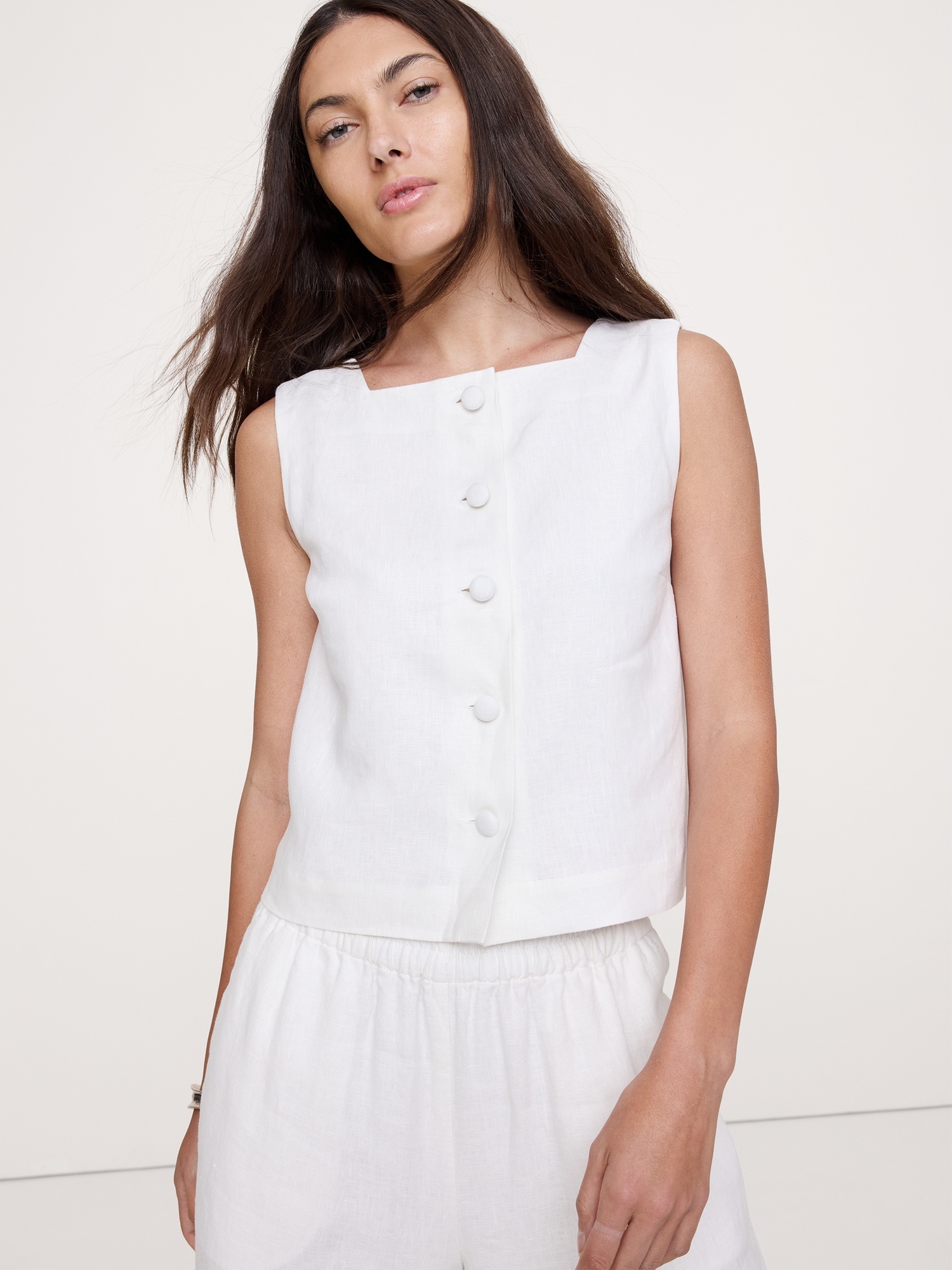 Image number 4 showing, Linen Button-Front Tank