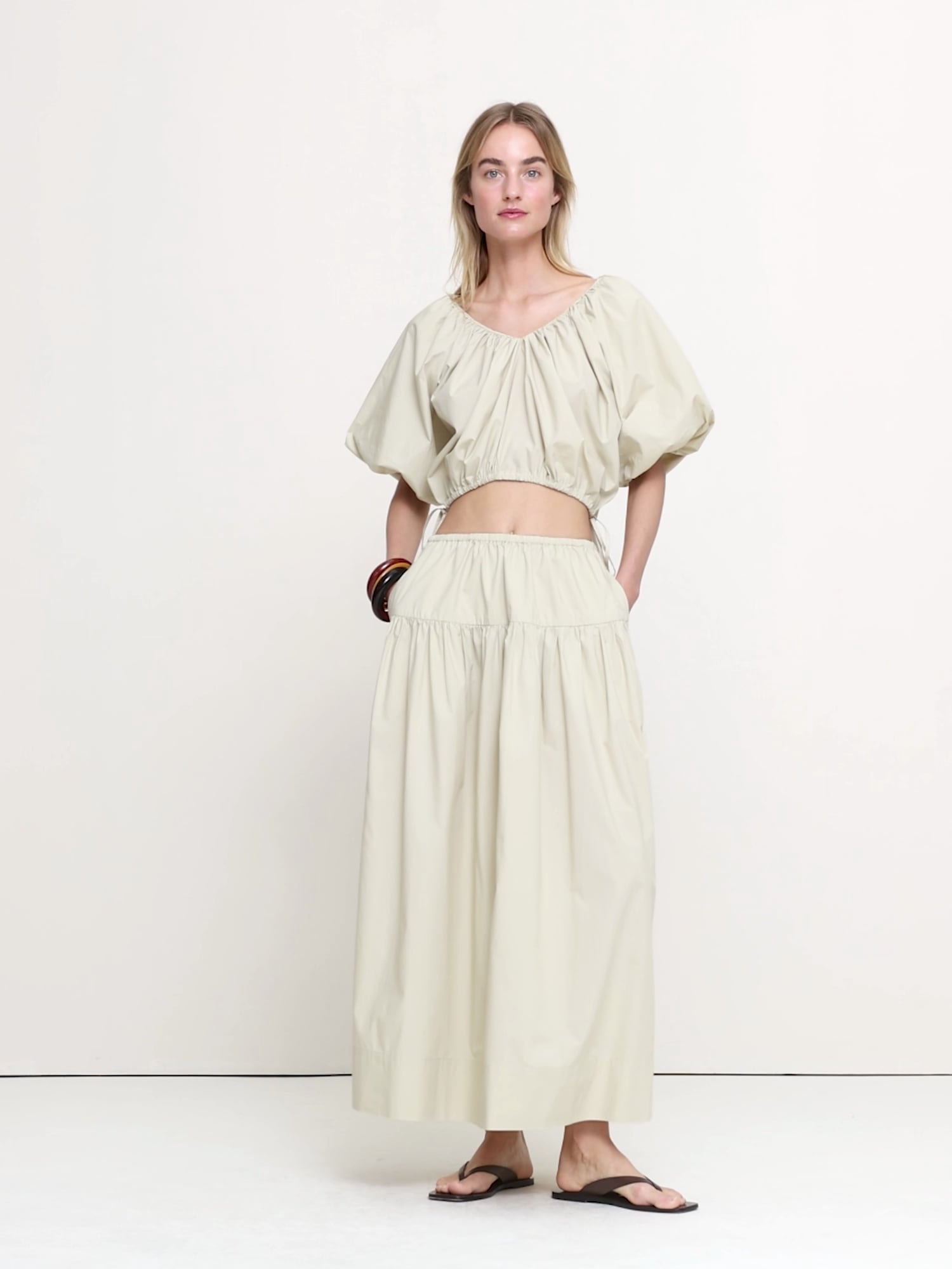 Tiered Cotton Poplin Maxi Skirt - thumbnail 5