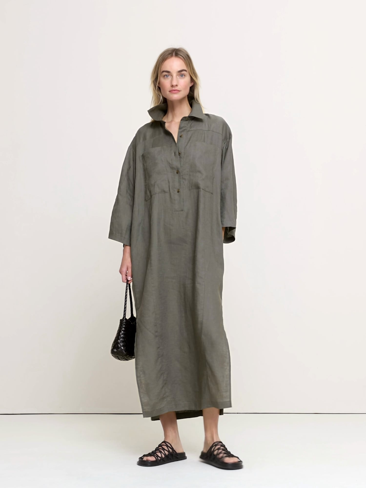 Linen Popover Shirt Dress - thumbnail 4