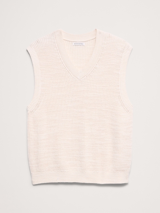 Cotton-Linen Slub V-Neck Sweater Vest | Banana Republic