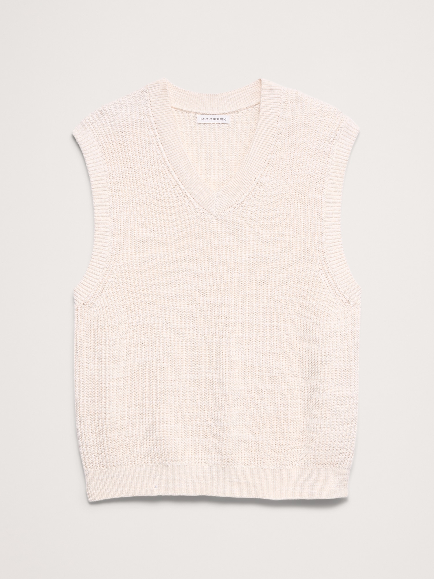Image number 5 showing, Cotton-Linen Slub V-Neck Sweater Vest