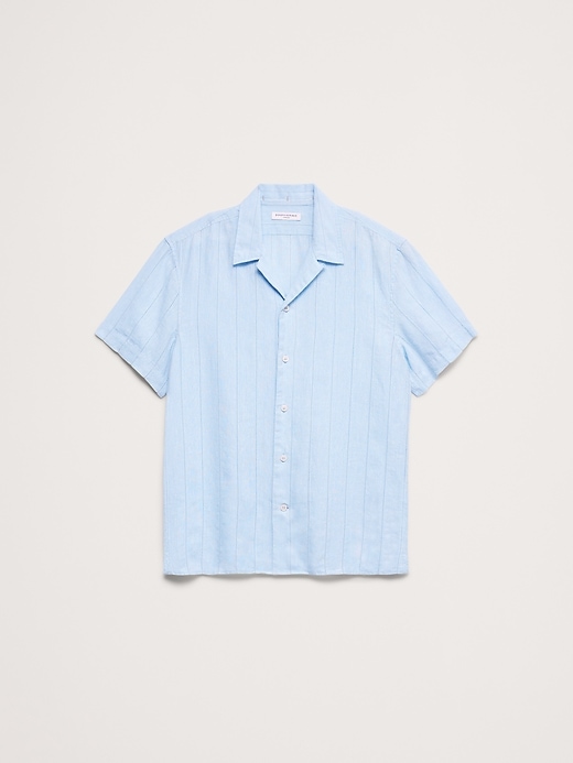 Standard-Fit Linen-Cotton Eyelet Stripe Resort Shirt | Banana Republic
