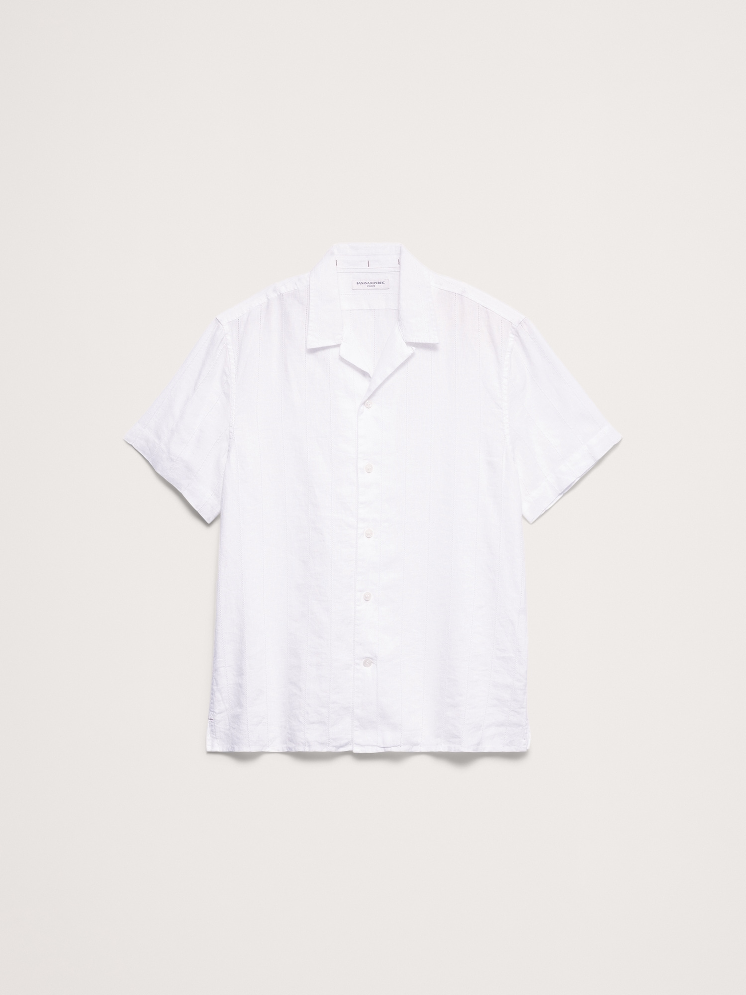 Image number 5 showing, Standard-Fit Linen-Cotton Eyelet Stripe Resort Shirt
