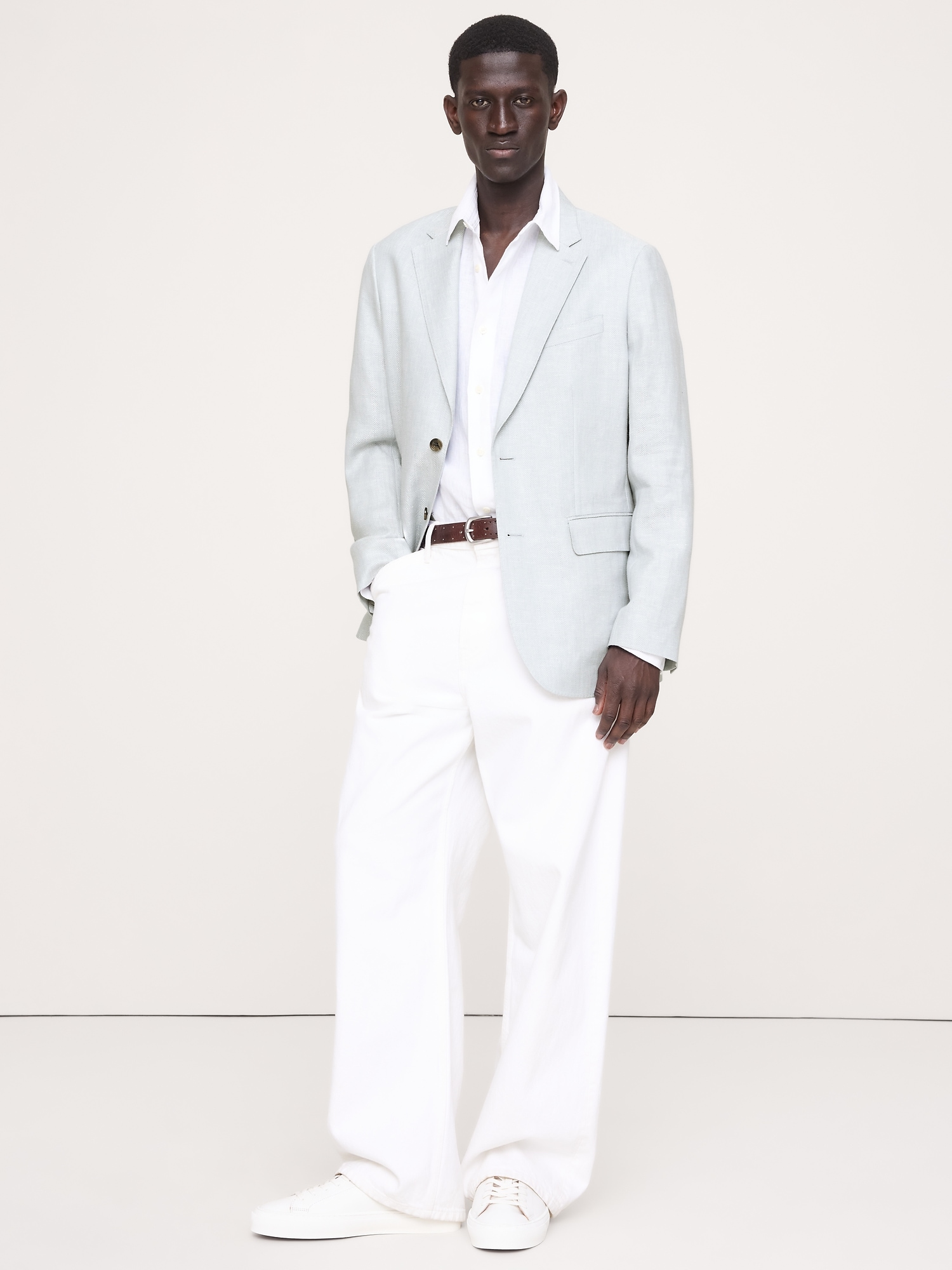 Image number 6 showing, Tailored Slim-Fit Herringbone Linen-Merino Suit Jacket