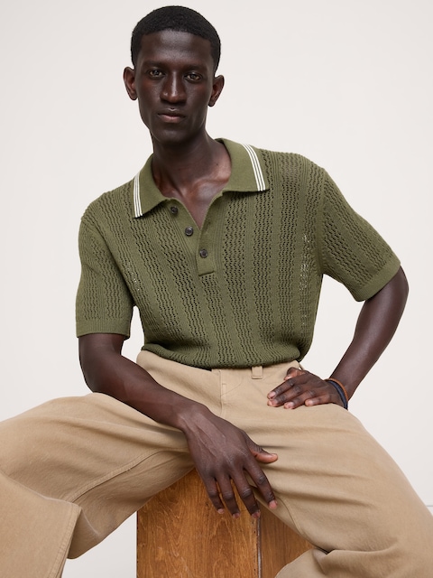 Cotton Zig-Zag Sweater Polo