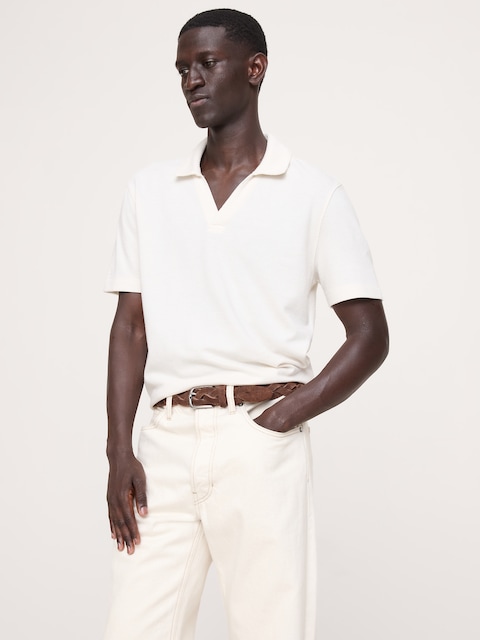 Mesh Johnny-Collar Polo