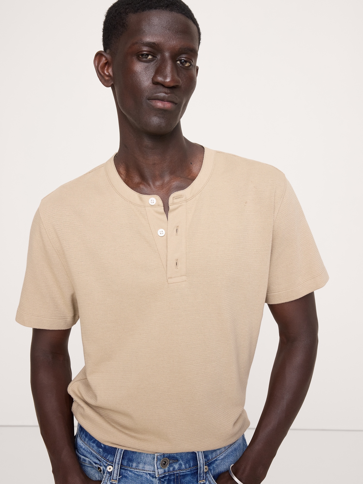 Image number 1 showing, Mesh Henley T-Shirt