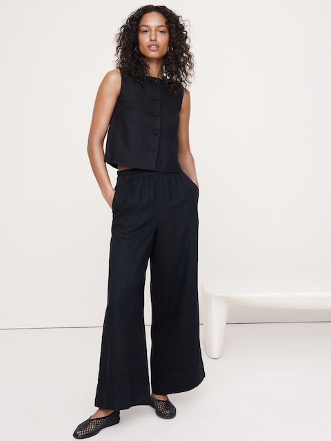 Linen Button-Front Tank